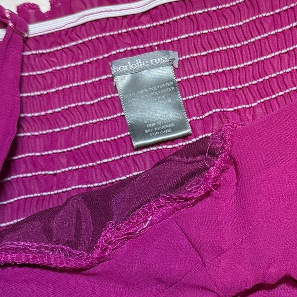 Charlotte Russe Vintage Y2K Pink Magenta Ruffle Front Tank Top – Best for Small - Picture 3 of 3